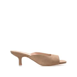 LARNA FAUX SUEDE PEEP TOE KITTEN HEELS - Taupe