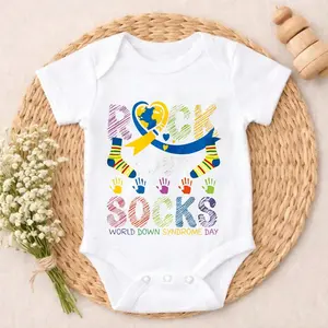 Newborn Baby Girl Boy Bodysuit Romper Outfit Rock Socks World Down Syndrome Day Anti - pilling property Breathable Cotton Cozy & Sweet Lively style Perfect Present for Baby Shower, New Mom, Grandparents, Ideal for First Photos & Special Days