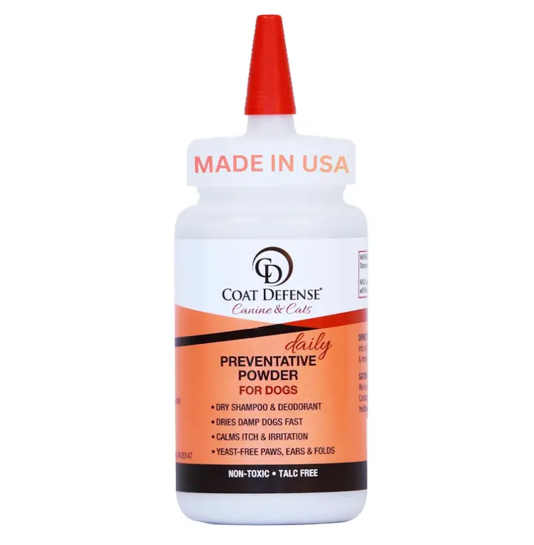 Daily Preventative Powder | Made in USA | 4.2oz Precision Point Waterless Dog Shampoo & Pet Deodorizer for Smelly Dogs | Provides Anti Itch Relief | Dog Shampoo for Dry Itchy Skin
