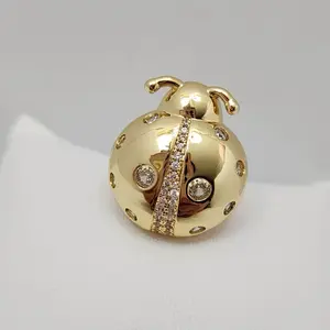 14k Gold Laminated Lady Bug Ring Adjustable Elegant Design for Daily Use Versatile Appeal Timeless Accessory