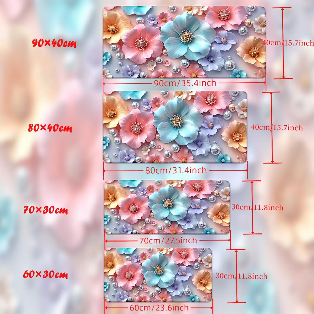 1pc 3D Flower Pattern HD Printed Pad for Desk, Multi Functional XXL Mousepad, Keyboard Gaming Mouse Mats, Office Computer PC Gamer Desk Mat.Gifts for Family Friends