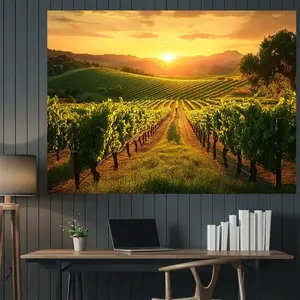 1pc Polyester Vineyard Wine-Themed Party Banner, Wall Decor Backdrop with Grapevines, Winery Landscape, Suitable for Birthday Parties, Wine Tasting Events, Photo Background