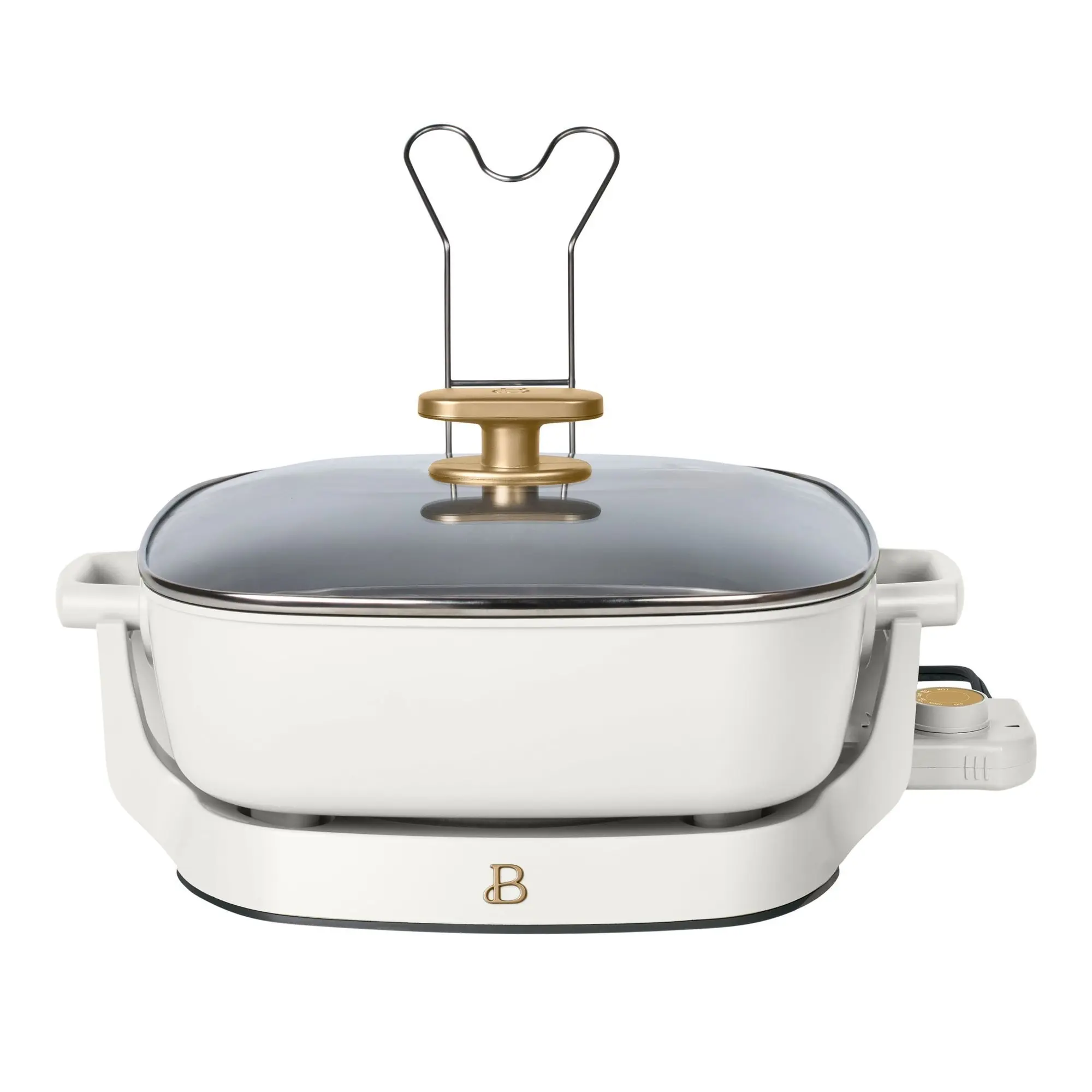 Beautiful 5-in-1, 12" x 12" Detachable Electric Skillet with EverGood™ Ceramic Nonstick Coating, White Icing by Drew Barrymore
