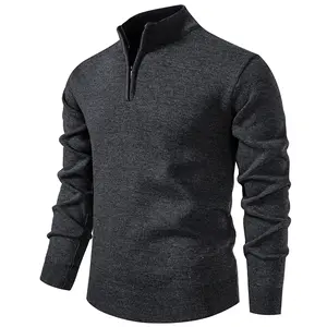 New Thickened Men's Versatile Knit Sweater, Autumn Pullover, Slim Fit, Half Zip Stand Collar Warm Thick Knitwear, Trendy Sweater, Men's Casual Pullover Sweater with Versatile Half Zip Stand Collar Top, Soft Comfortable Fabric, Suitable for Everyday Wear s