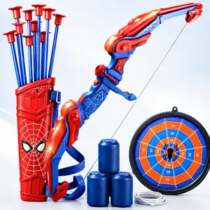 Kids Light Up Archery Set, Spider Theme Bow and Arrow Toy with 10 Suction Arrows, Target, Quiver and Practice Cans