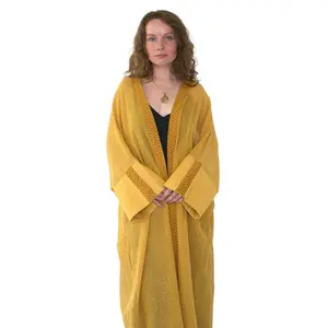 Organic Cotton Mesh Long Kimono (Turmeric)