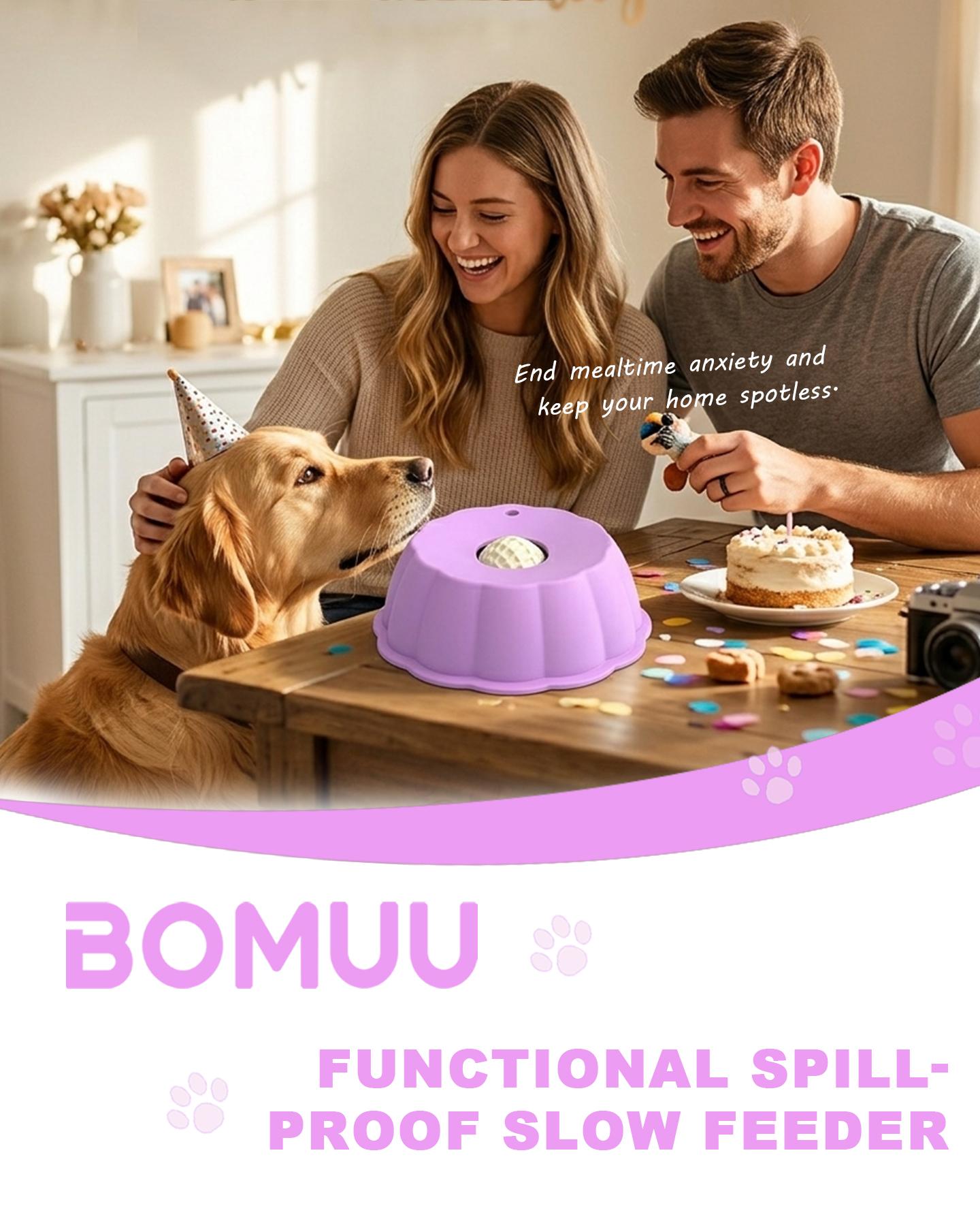 BOMUU Slow Feeder Dog Bowl, Anti-Choke, Lickmat, Solves, Dog Anxiety, post-op nutrition, Boosts , DogGutHealth, 360° Rotating Roller, For Fast Eaters ,6.4 oz Capacity