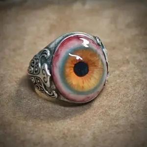 Dark Legend Halloween Pupil Gazing Ring, Retro Eye Ring for Men, Adjustable Men's Ring