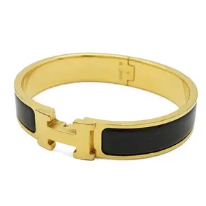 Pre-owned HERMÈS Gold-plated Small Leather Goods Hermes Clic H PM Bracelet