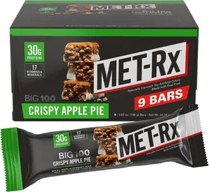 MET-Rx Big 100 Crispy Apple Pie – High Protein Bars (9 Bars)