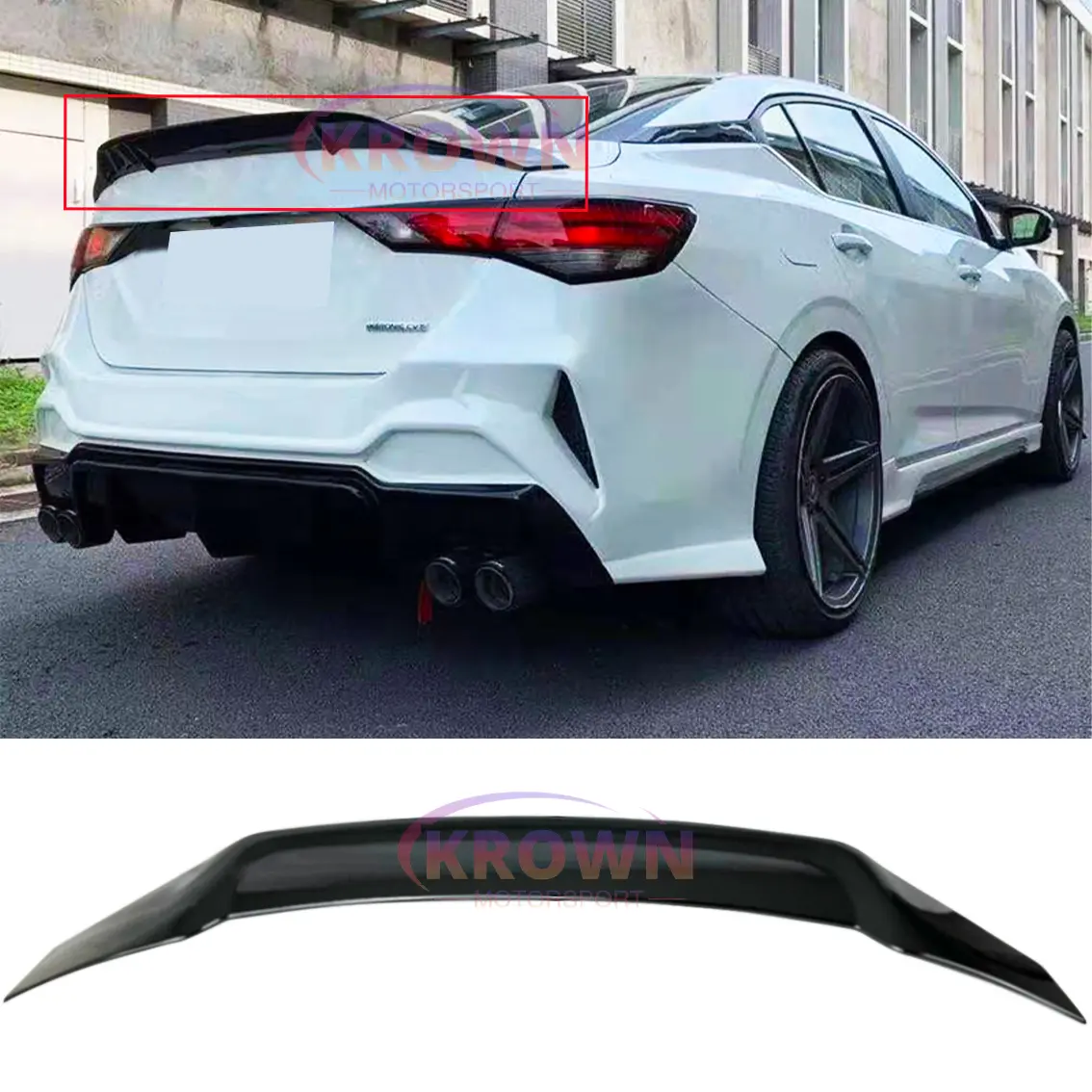 FOR 2020-2026 NISSAN SENTRA GLOSS BLACK RS STYLE HIGHKICK TRUNK SPOILER WING LID