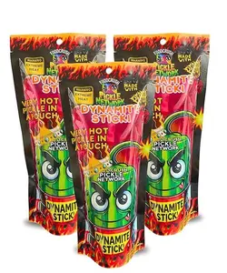 WORLDS HOTTEST PICKLE-Food Crush Dynamite Stick-Spicy Pickles In A Pouch! Hot & Juicy and actually tastes great! Infused with hot sauce with an earthy beet flavor, perfect on burgers.
