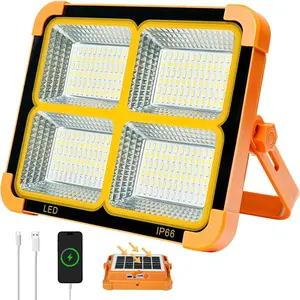 Portable LED Solar Light USB Solar-Powered LED Lamp with 4 Brightness Levels IP66 Waterproof for Camping Outdoor Work Car Repairs Power Outages Hiking Fishing Nighttime Activities High Lumen Flashlight Usb Rechargeable Headlamp