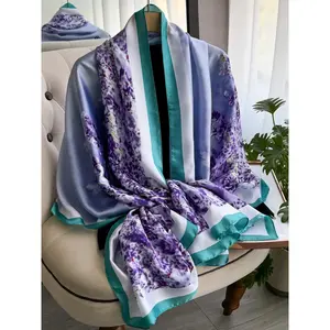 Women's Floral Print Silk Scarf, Fashionable Soft Lightweight Shawl for All Seasons, Casual Versatile Scarf for Women & Girls