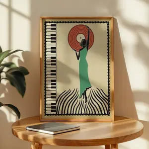 Jazz poster retro wall art vintage poster music 70s Wall art piano art deco print on demand Home decor gift for her affiche murale