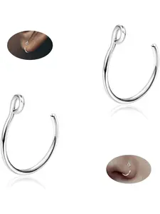 1Pc 18G 925 Sterling Silver Half Hoop Earrings for Women Men, Mini Huggie Hoop with CZ Bar Dot Open Cartilage Earring, Nose Ring Tragus Helix Piercing Jewelry 8mm Silver