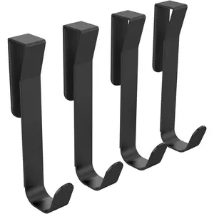 Shower Towel Hook, 4 Pack Shower Door Hooks for Bathrooms Over Frameless Glass Shower Door 0." (12 mm) Stainless Steel, Matte Black