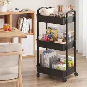 Portable Snack Cart with Wheels Cream Style Storage Rack, Mobile Organizer Shelf for Christmas Halloween Summer Winter Valentine's Day New Year Easter Gift