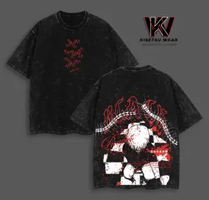 Kaneki T-Shirt Tokyo Ghoul Anime Graphic Tee Casual Streetwear Oversized Acid Washed Cotton Menswear Shirt Anime Merch Gift for Anime Fans