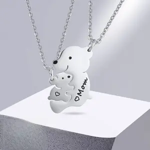 New Fashion Bear Mom & Kids Puzzle Pendant Necklace | Parent-Child Necklace | Mother's Day Gift | Fashion Accessories | Graduation Gift | Party Jewelry | Cocktail Jewelry | Anniversary Gift | Perfect Gift Choice |