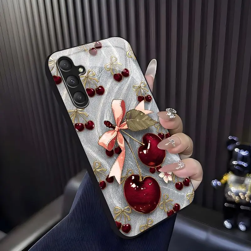 Cute Cherry Bow Phone Case, Coquette Aesthetic Glossy Cover for iGalaxy A16 5G — 975