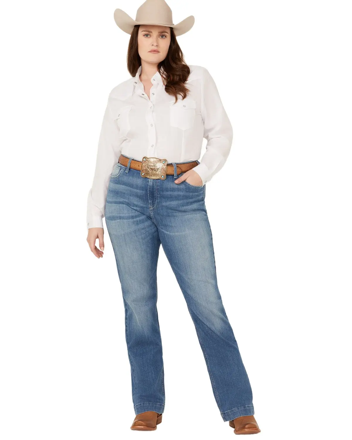 Ariat Women's Claire Medium Wash High Rise Slim Trouser Stretch Denim Jeans Plus - 10051835-Plus
