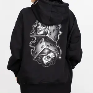 Sad Girl and Smile Chicano Clothing Lowrider Chicana Art Gangster Cholo Outfit Cotton Fabric Menswear Casual Streetwear Hoodie Unisex Loose Fit