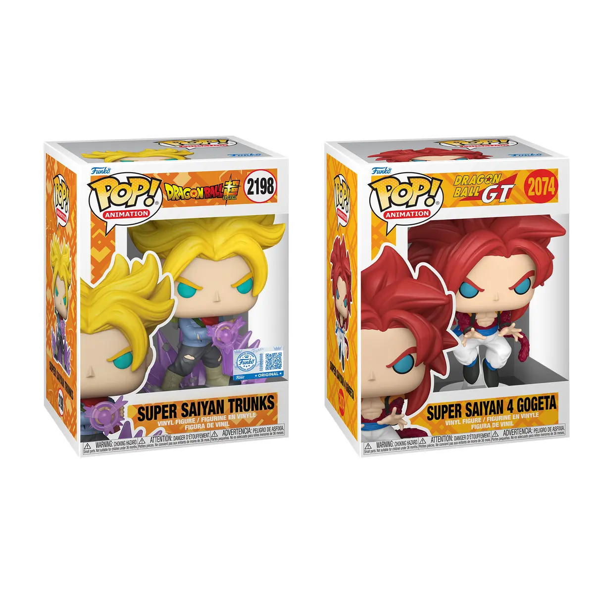 Funko POP Animation: DBZ Bundle - Super Saiyan Trunks + SS4 Gogeta Exclusive Bundle w/ vRare Pop Protector Included