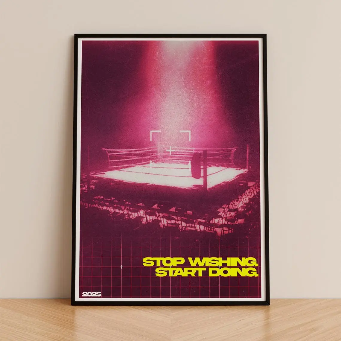 Vintage Boxing Ring Poster: Retro Gym Decor, Fighter Motivation