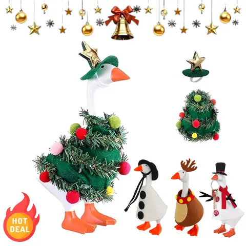 Toys & Hobbies DIY Specialty Supplies 4-Set Cute Mini Desk Goose Costumes, 7in Magnetic Plastic Bodies, 4 Unique Goose Looks, Hats, Durable Fabric, Cement/Plastic-Safe Outdoor-Indoor Christmas Decorations, Bright Color Gift Supplies