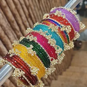 Hot Selling Kashmiri Multi Glass Set - 42-Piece Collection with 32 Glass Bangles and 10 Kashmiri Ghungru Accents