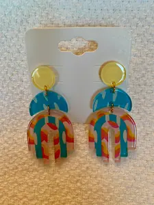 Spring Print Geometric Arch Earrings