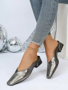 Women's Fashion High Heel Single Shoe, Party Wear, Casual Daily Footwear, Low Top Chunky Sole, PU Leather, Plain Design, Chunky Heel Pumps, Chunky Block Heel
