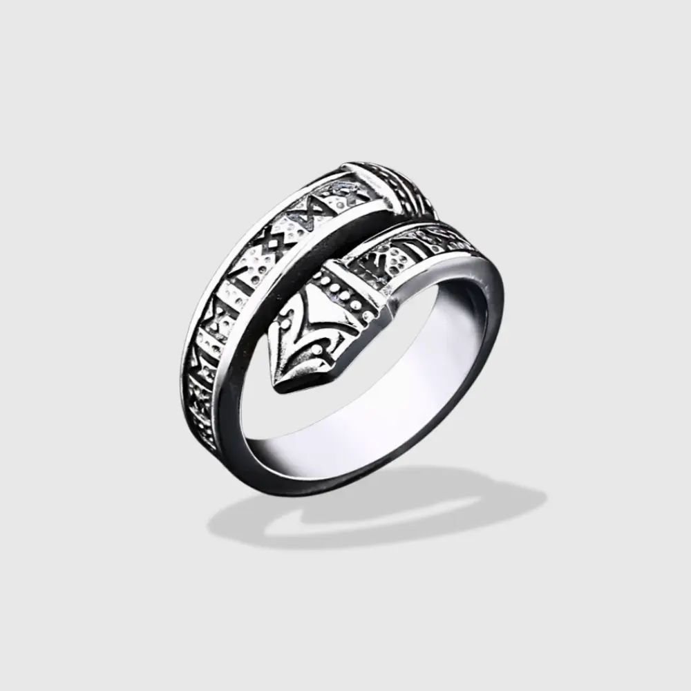 JÖRMUNGANDR SERPENT RING WITH NORSE RUNES