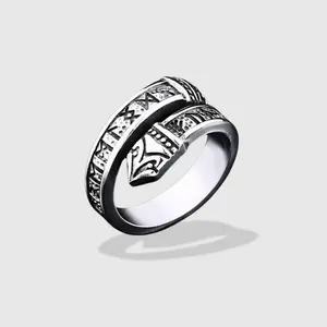 JÖRMUNGANDR SERPENT RING WITH NORSE RUNES