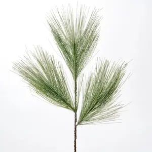 Frosted Shimmer Sage Green Long Needle Pine Branch Spray - 28"