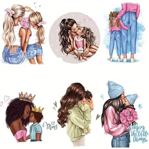 6 PCS Family Matching Heart Theme T Shirt DIY Heat Transfer Patches for Clothing Backpack Decoration Love Pattern Iron on Appliques for DIY Craft Handmade Patch