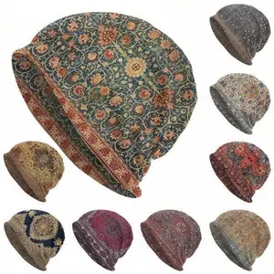 Thin Slouchy Beanies Boho Beanie Bohemian Caps Skull Cap Boho Hats Lightweight Bonnet Hippie Hat Flower Print Hats and Beanies Oversized