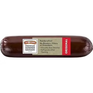 Old Wisconsin Premium Summer Sausage, 100% Natural Meat, Charcuterie, Ready to Eat, High Protein, Low Carb, Keto, Gluten Free, Original Flavor, 8 Ounce