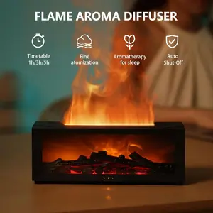 Cozy Flame Effect Diffuser, Upgrade Aromatherapy Humidifier, Fireplace Atmosphere Diffusers, Eseential Oil Diffuser for Home,Bedroom,Office, 7 Flame Colors