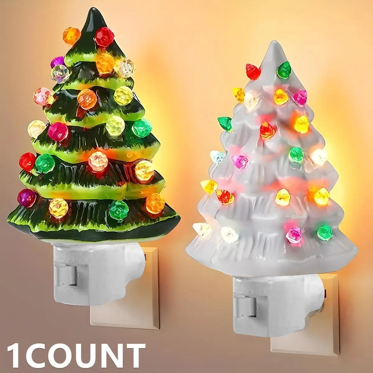 Christmas Tree Night Light, Resin Decoration Lamp with Colorful Bulbs, 360 Degree Rotating Plug, Switch Included, Home Bathroom Bedroom Decor, Indoor Decorative Light, Nightlight For Bedroom