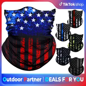 6PCS Neck Gaiter Face Mask For Men Women,Seamless Bandana Rave Face Cover Scarf Mask,Balaclava,Headband, Head Wrap,Headwear,American Designs: Hiking, Running, Fishing, Cycling, Outdoor Sun Protection