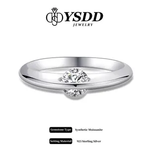 【340】Single 0.5 carat synthetic moissanite eternal ring for women in 925 sterling silver planet element wedding ring