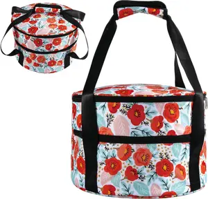 Round Insulated Double Casserole Carrier for Hot or Cold Food with Handle,Pie Carrier Bag,Insulated Lunch Bag for Travel Picnic Cookouts,Fits Woman Kitchen Stuff and 12.5" Pie Pan