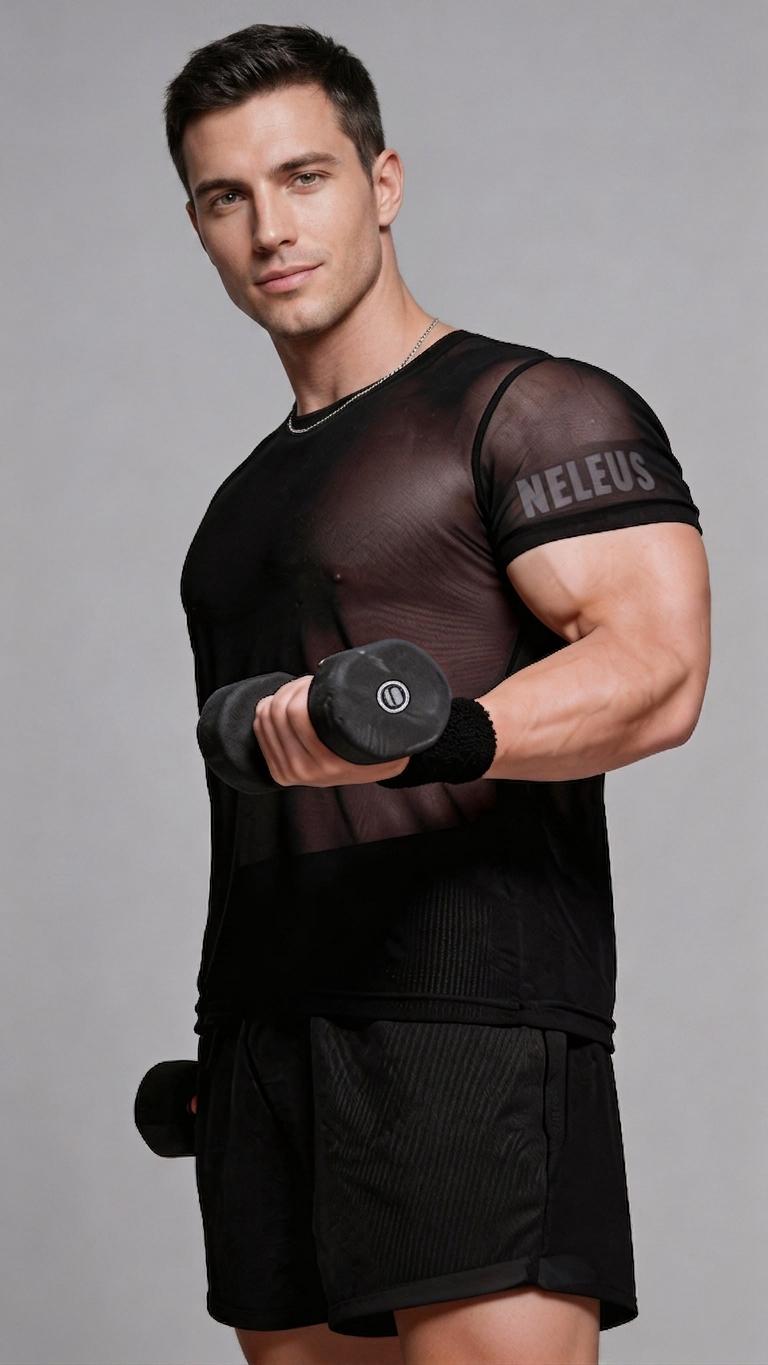 NELEUS Bare Feel Mesh Loose Tank Top