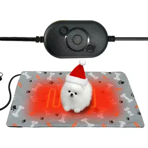 Pet Heating Pad, 32.7×20.5 inch Pressure Activated Heated Mat for Indoor Dogs Cats, 3 Adjustable Temperature with Chew Resistant Cord