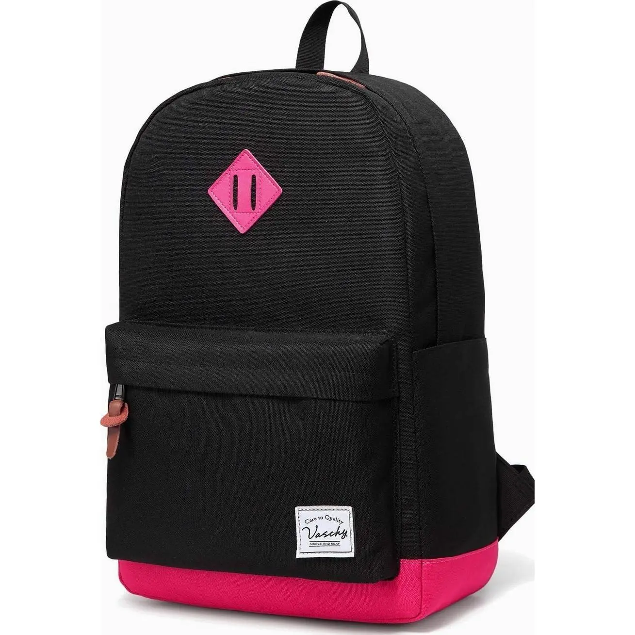 Backpack for Men Women [Black-Pink],VASCHY Classic Water-resistant Lightweight Travel School Backpack Casual Daypack
