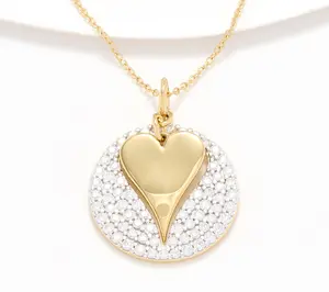 Diamonique x Jennifer Miller Two Tone Cut Out Pave Motif Necklace