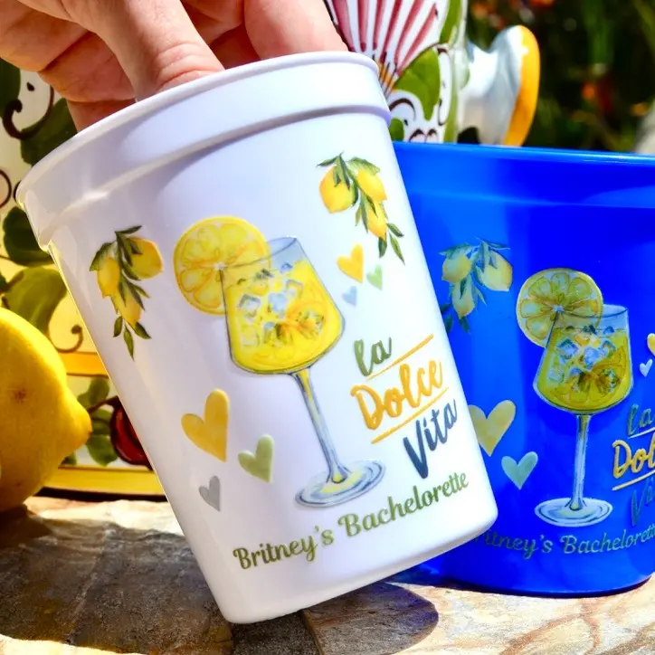 Custom Dolce Vita Bachelorette Party Cups, Personalized Italian Summer Bach Party, Amalfi Coast Bachelorette