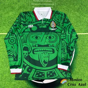 1998 World Cup Mexico National Team Long sleeves Green Soccer Jersey